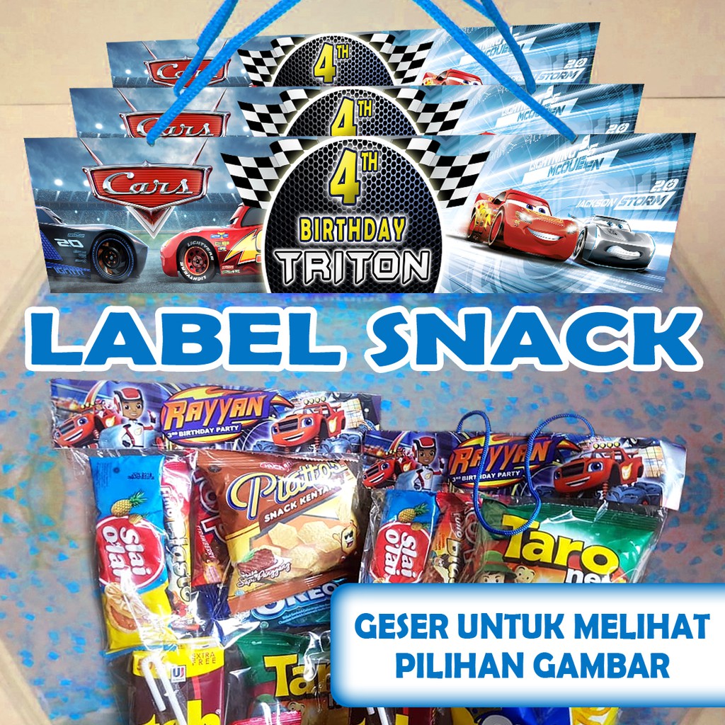

LABEL PLASTIK SNACK TEMA CARS ULTAH / ULANG TAHUN LEBAR 20CM