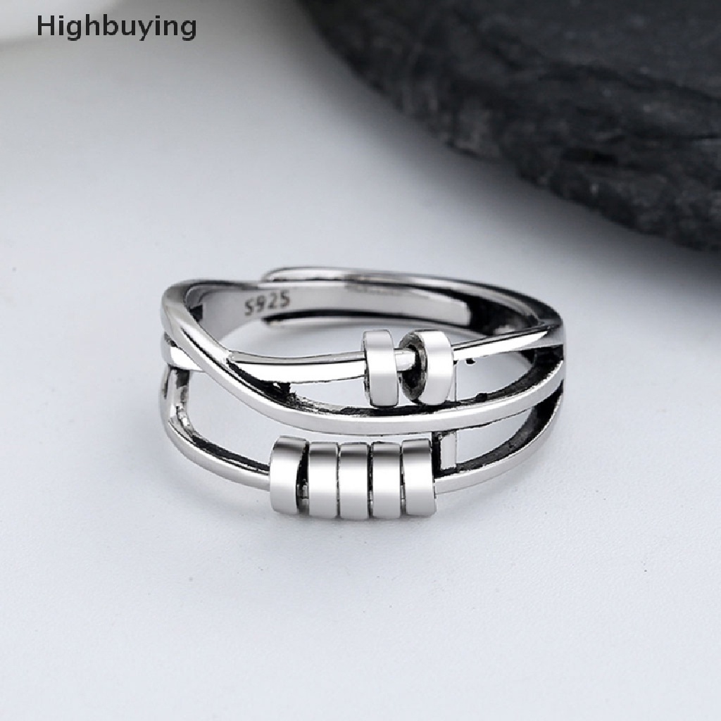 Hbid Cincin Fidget Model Terbuka Adjustable Dengan Manik-Manik Untuk Menghilangkan Stress