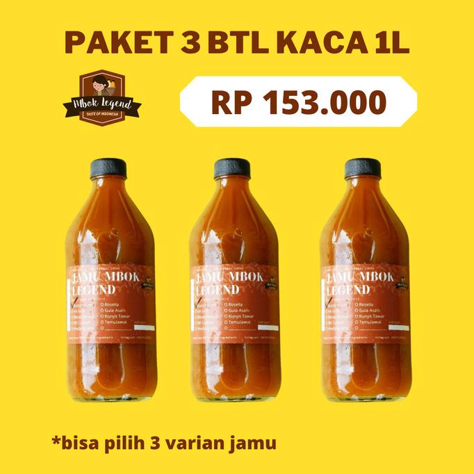 

PAKET 3 Botol Kaca 1 liter Jamu Mbok Legend