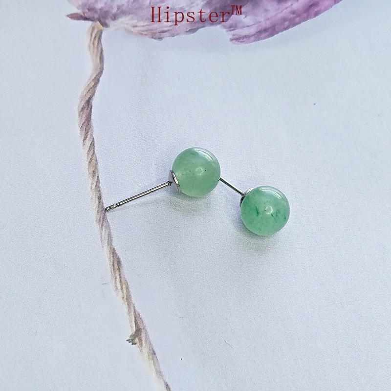 Affordable Luxury Fashion Natural Green Crystal round Studs