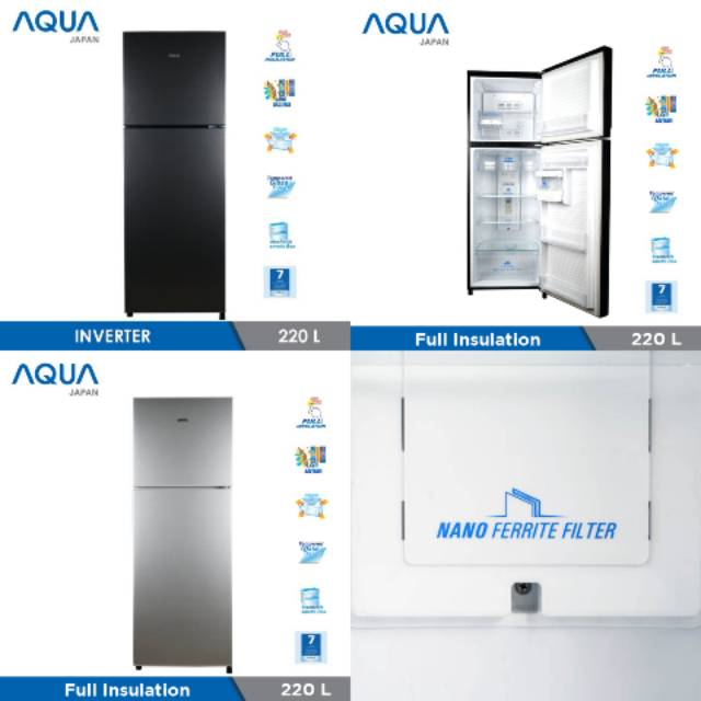 Kulkas inventer Sanyo Aqua hemat listrik aqrd275 2pintu khusus Cirebon Kota garansi resmi 7thn