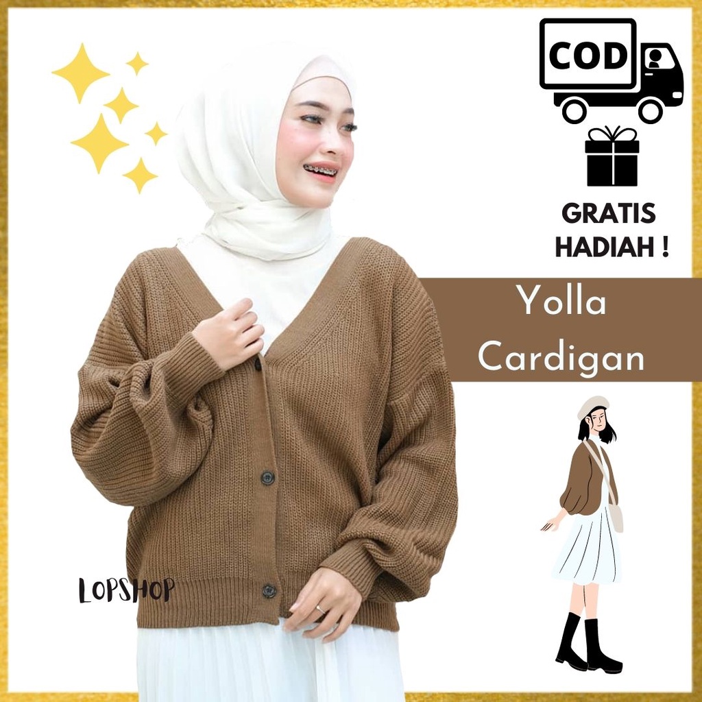 CARDIGAN RAJUT YOLLA OVERSIZE KNITWEAR LENGAN PANJANG WANITA BISA COD