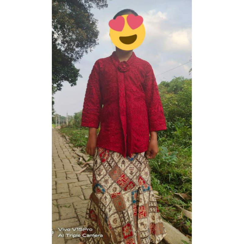 Setelan kebaya anak floy kartini brokat full furing. Rok panjang duyung karet KeroncongBusana (103)