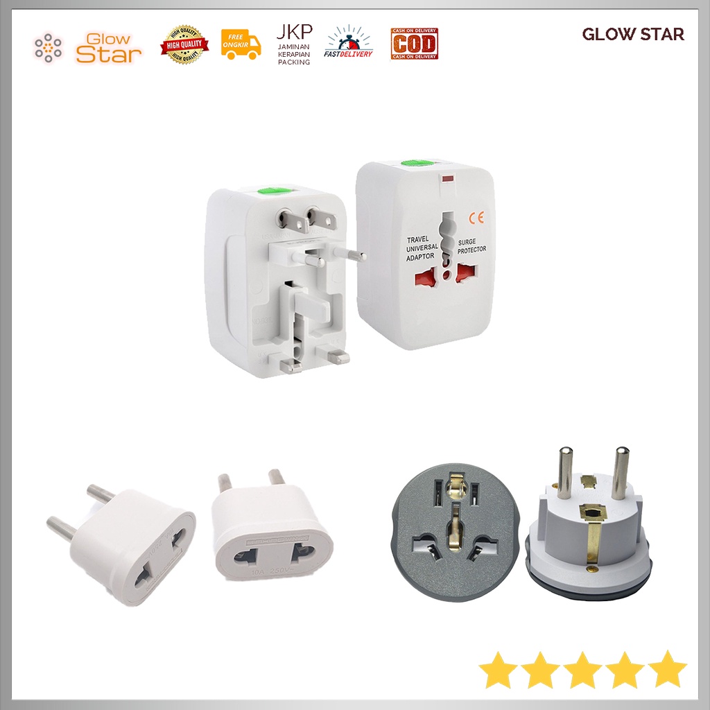 Universal Travel Adapter dan Konverter Travel US to EU , AU US UK to EU , EU AU UK US 1 PCS - WN-20 - White