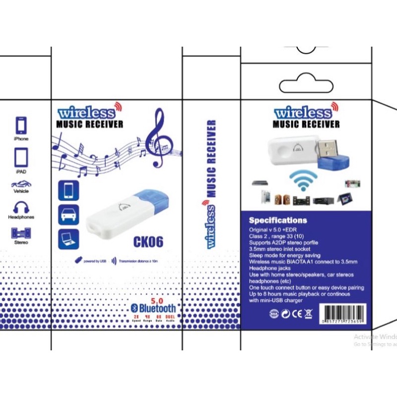 BLUETOOTH WIRELESS RECEIVER CK-06 / BLUETOOTH RECEIVER CK06 USB PLUS PACK Promo Sen