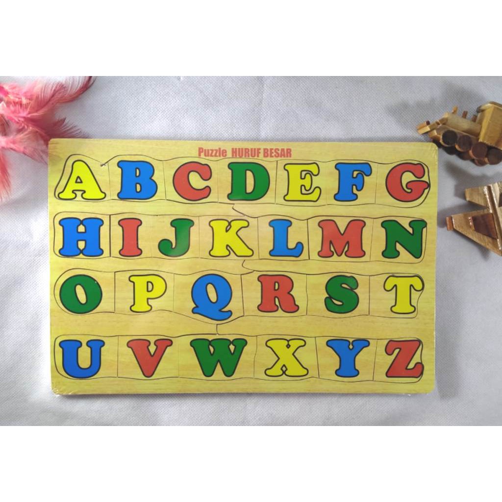 PUZZLE ABC KAYU / MAINAN EDUKASI / PUZZLE GAMBAR ABJAD ALFABET HURUF BESAR. Riens Collections