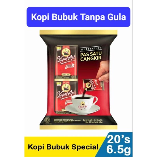 

Kopi Bubuk Kapal Api Special TANPA GULA isi 20 Sachet kemasan @ 6,5g