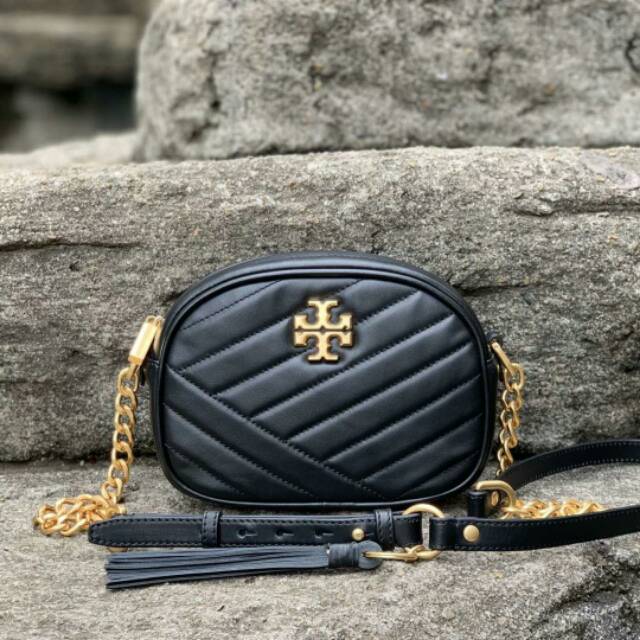 Tory Burch Kira Chevron Small Camera Bag tas selempang slingbag crossbody black original authentic
