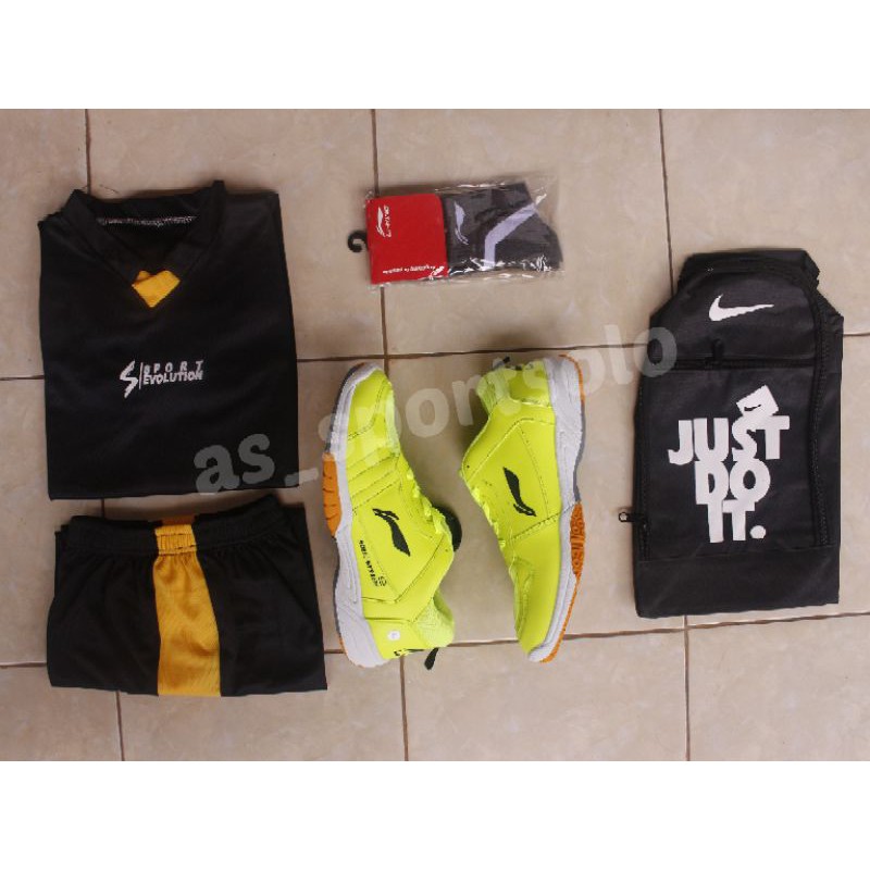 Terbaru 2023 Paket Komplit Sepatu Badminton Linning Attack G8 Yonek James Murah / cod
