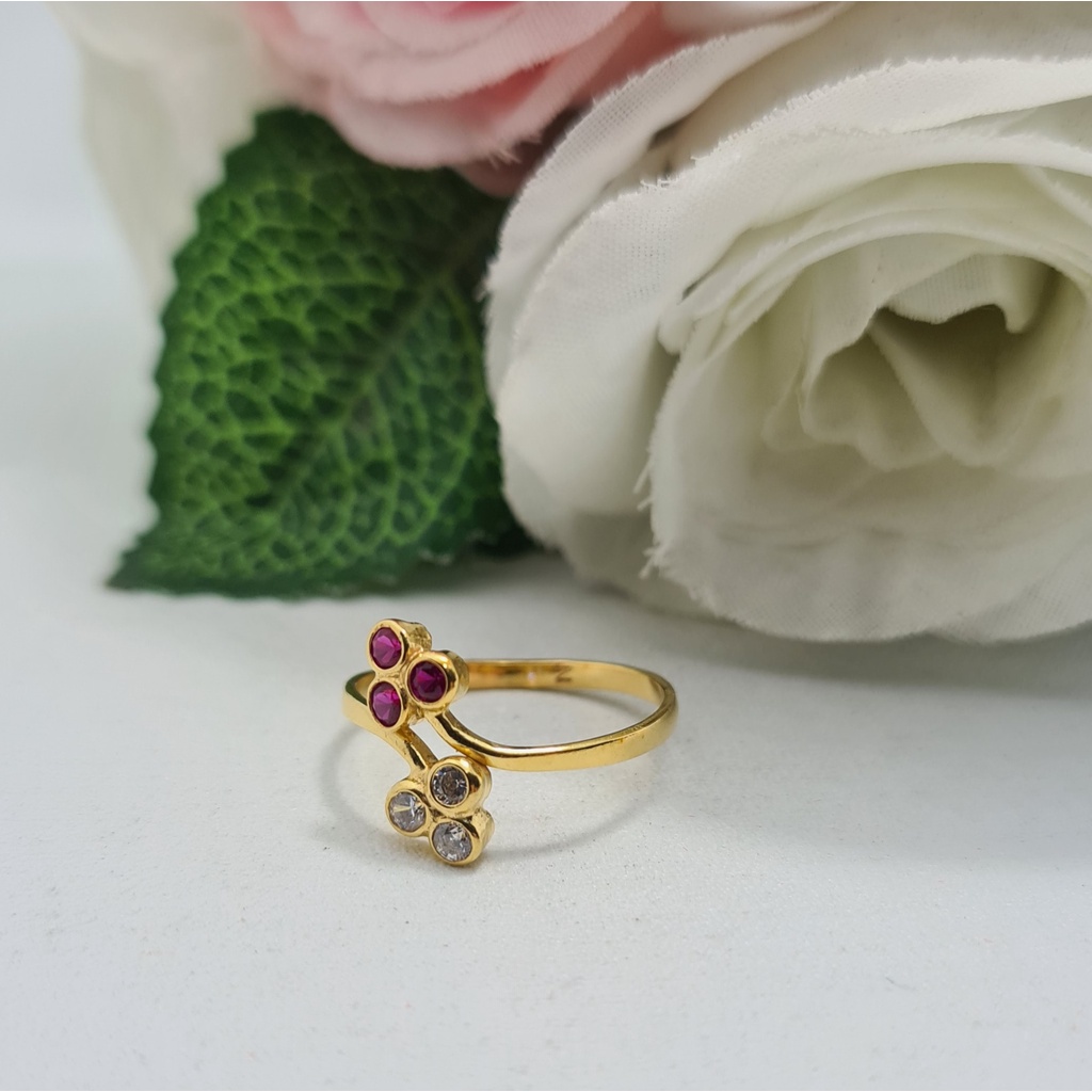 Cincin Emas Muda Silang Mata Merah Putih