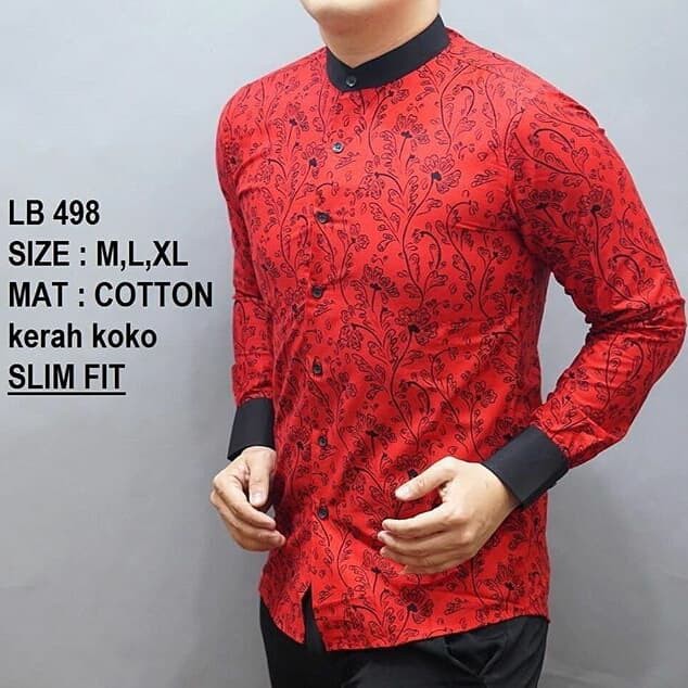 LB498 KEMEJA BATIK PRIA SLIM FIT MEWAH UNIK BAJU BATIK PRIA BEST SELLER EDISI IMLEK