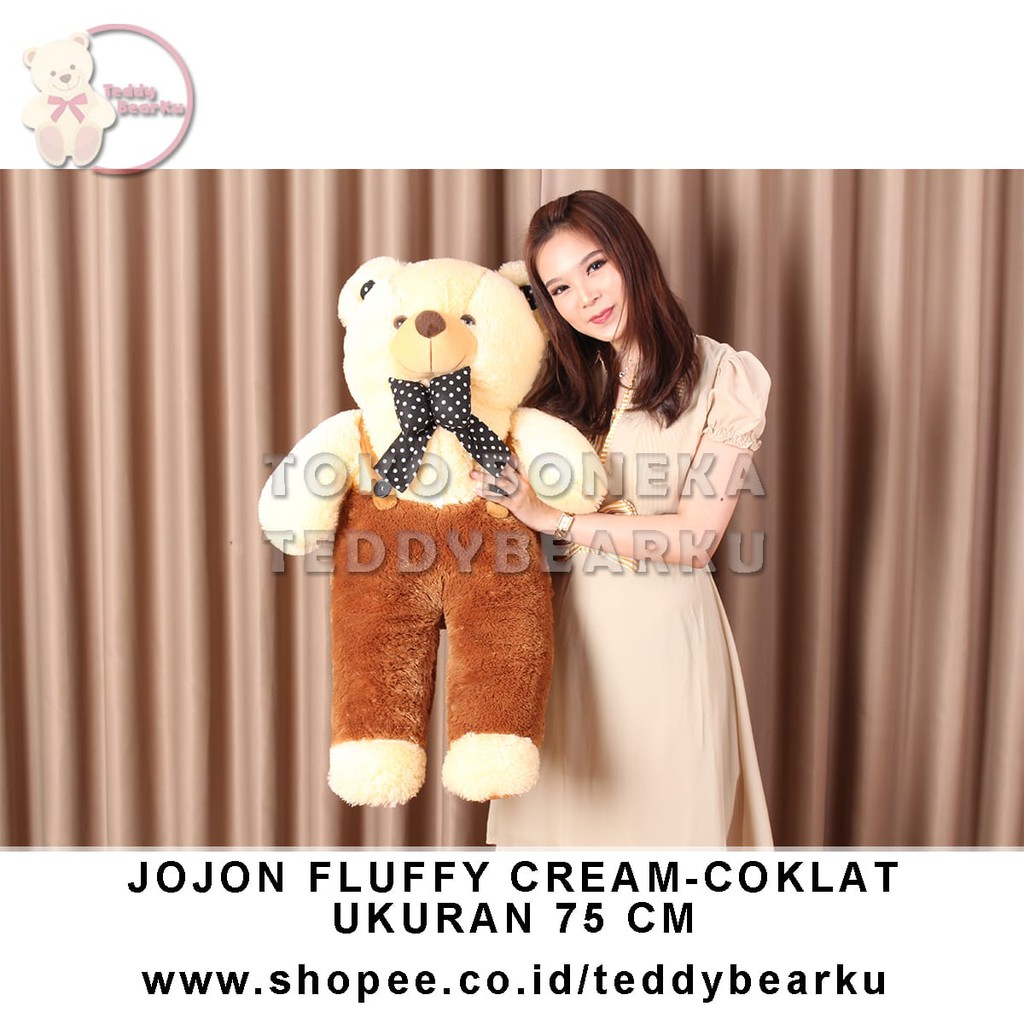 TEDDY BEAR XL 75CM FLUFFY JOJON PREMIUM CREAM - COKLAT