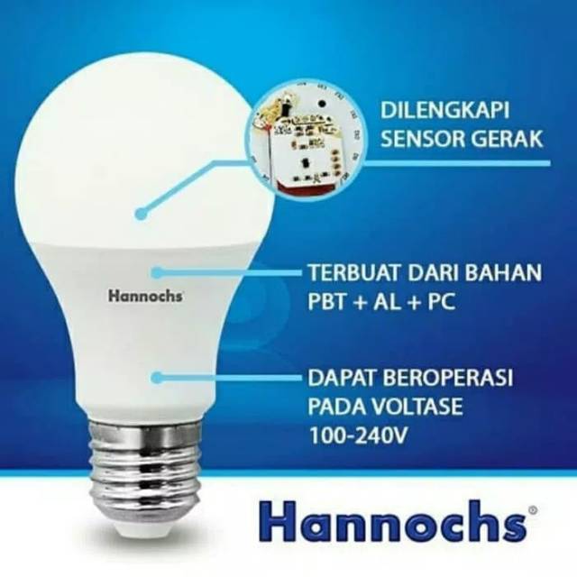 LED Hannochs Motion Sensor 13 watt / Lampu Sensor Gerak 13 w