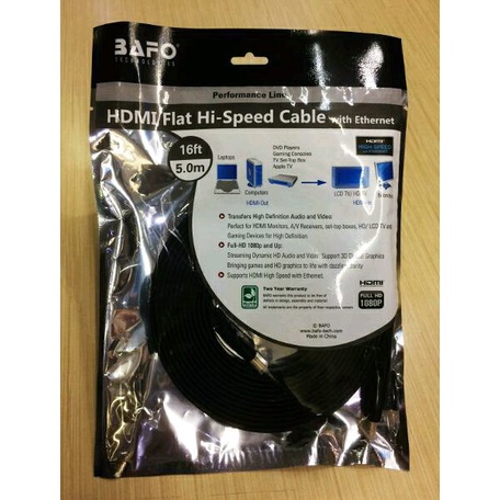 Bafo Kabel HDMI 5M FLAT Male-Male Hiqh Speed