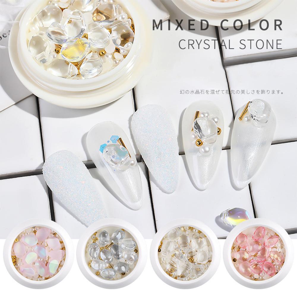 AUGUSTINA Dekorasi Nail Art Agustina 1BOX Hiasan Bola Baja Mutiara Mengkilap Crystal Manicure Jewelry