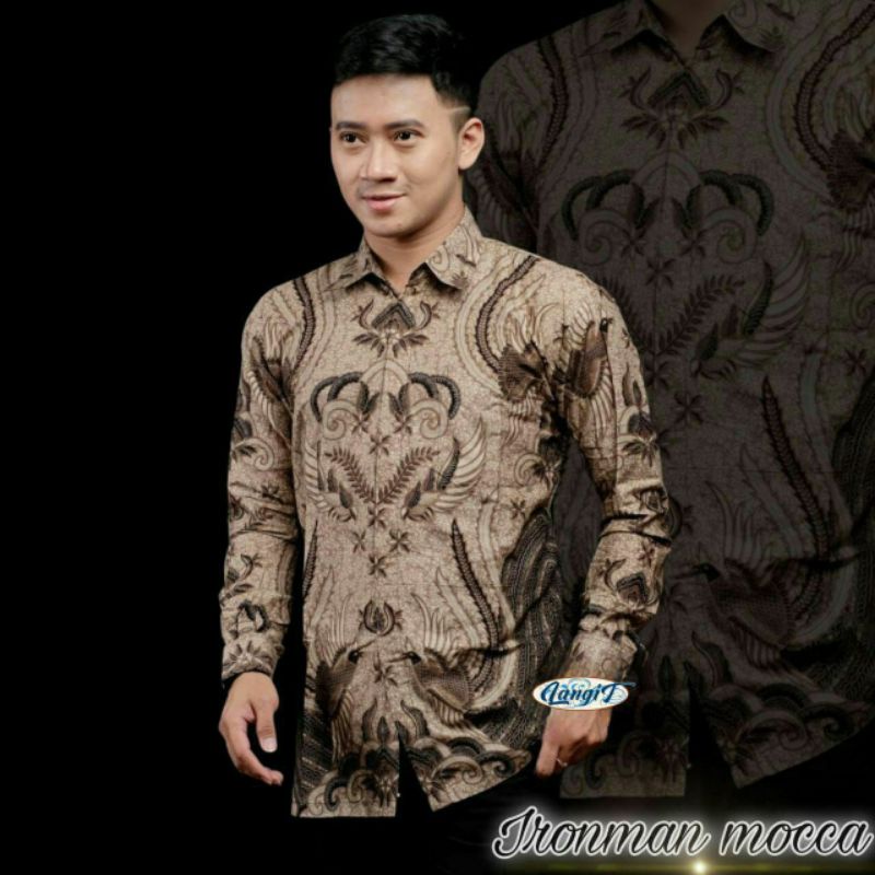 kemeja batik pria lengan panjang motif iroman series size m l xl xxl terlaris dan termurah