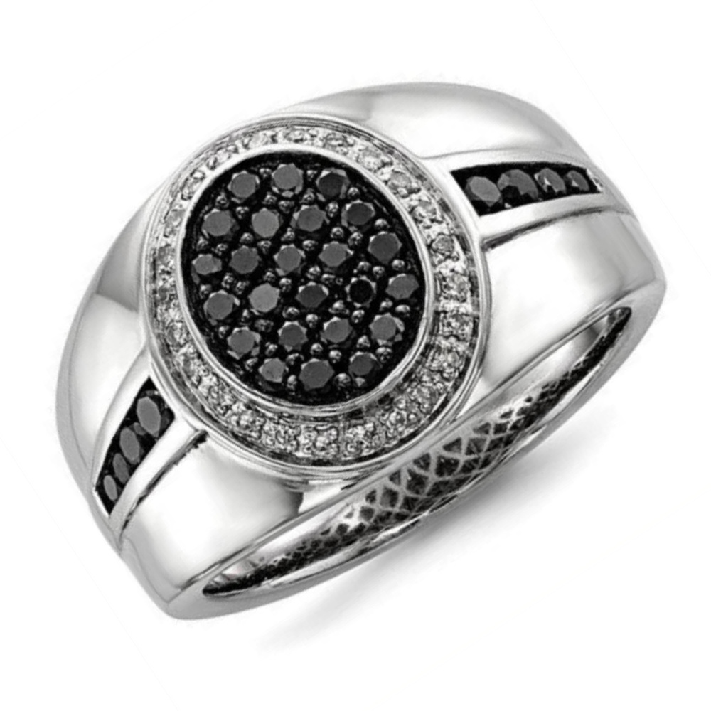 Cincin Pertunangan Perhiasan Platinum Berlian Zirkon Hitam Pria Wanita Fashion Emas Putih Diamond Silver Rings