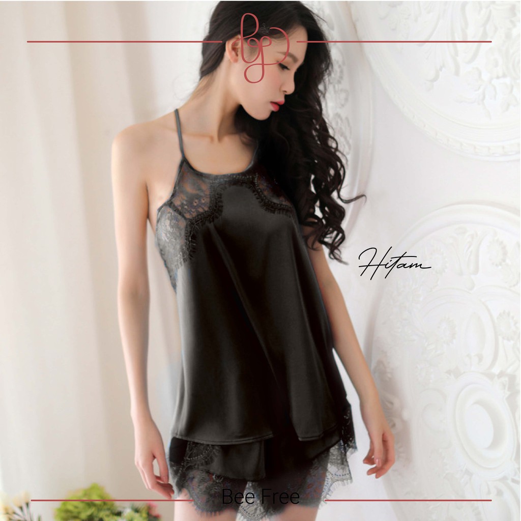 MOLA Setelan Wanita Baju Tidur Wanita Dewasa Sexy Piyama Size Lingerie Set Bikini Baju Haram Wanita Satin Premium Atasan dan Celana-6