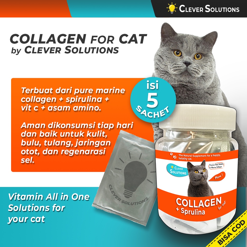COLLAGEN Vitamin Kucing Suplemen Penggemuk Vitamin Bulu Kucing with Fish Collagen Spirulina Asam Amino by Clever Solutions Fluffy Magic Collagen