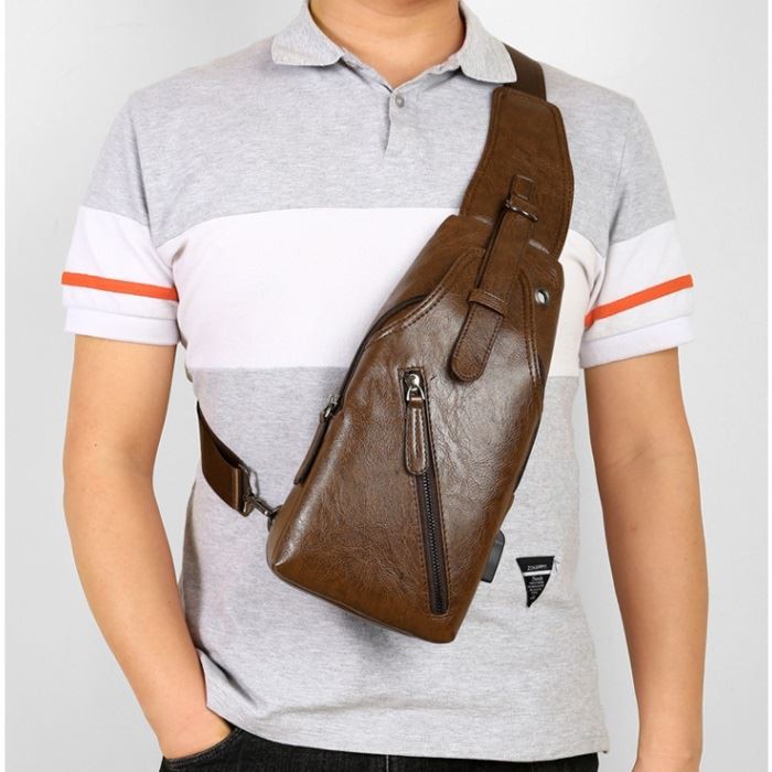 BJ43204 - BLACK/BROWN - TAS PRIA WAISTBAG SLING BAG SLEMPANG PINGGANG TAS FASHION MEN IMPORT TERMURAH TERLARIS TERBARU BAGSTORE JAKARTA TAS BATAM JT16820 BQ3204