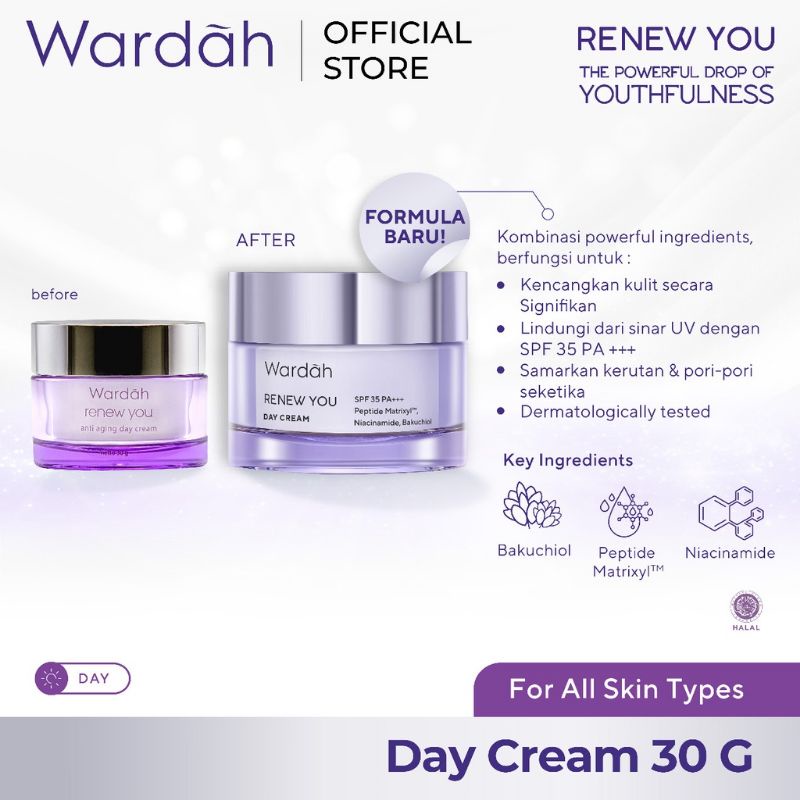 Wardah Renew You Anti Aging Day Cream SPF 35 PA+++ 9g | 15g | 30g