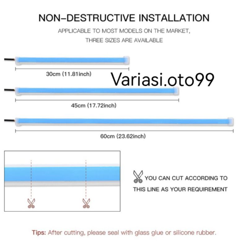 LAMPU ALIS LED SLIM DRL MOBIL FLEKSIBEL WATERPROOF 45CM DAN 60CM