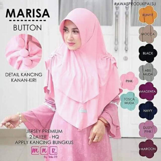 Jilbab Instan Marisa Button Original