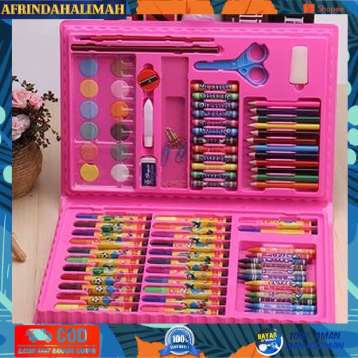 

{TERBARU} Crayon + Pensil Warna Alat Tulis Set Koper Isi 86 Back To School