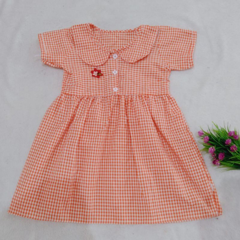 Dress Anak 1 2 Tahun cewek perempuan Baju motif kotak Polka(Dress Wonder women)