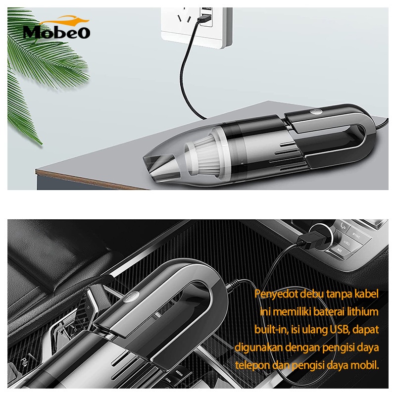 Mobeo Wireless Car Vacuum Cleaner Portable Penyedot Debu Mobil Vakum