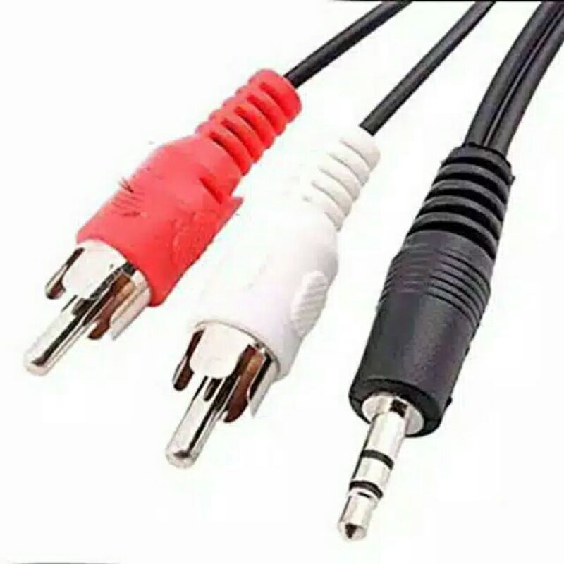 Kabel Audio RCA Aux 2in1 Pemutar musik HP ke Speaker panjang 1 meter