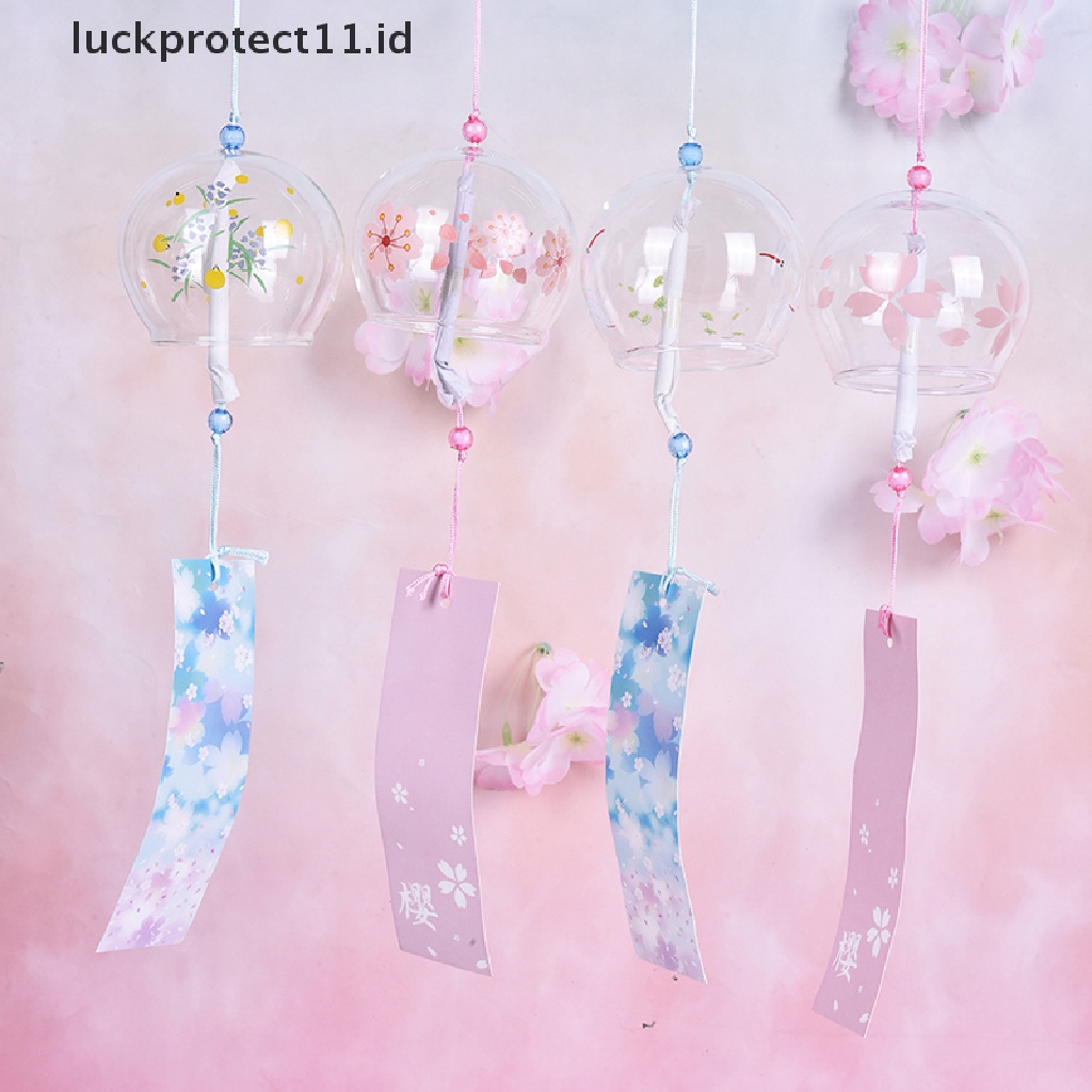 &lt; Luckprotect11.Id &gt; 1pc Lonceng Angin Kaca Bunga Sakura Wind Chimes Lonceng Angin Rumah