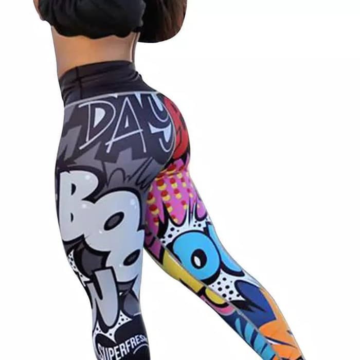 TBI Import 3D High Waist Sport Legging Printed Bow Pants Yoga Running