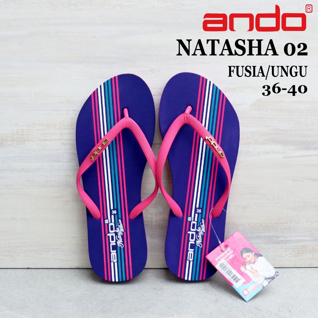 Sandal Wanita Ando - NATASHA 03 & NATASHA 02 - size 36-40 - sandal wedges wanita - sandal japit wanita-NATASHA 02 fusia ung
