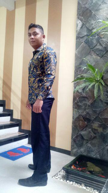 Kemeja Batik Pria Slim Fit Modern Mewah Lengan Panjang Lb105