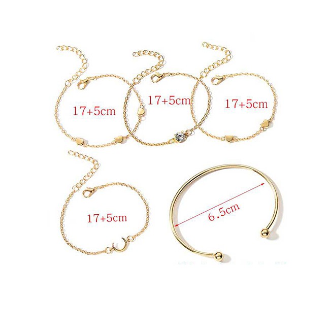 LRC Gelang Tangan Fashion Gold Love Multi-layer Bracelet D07516