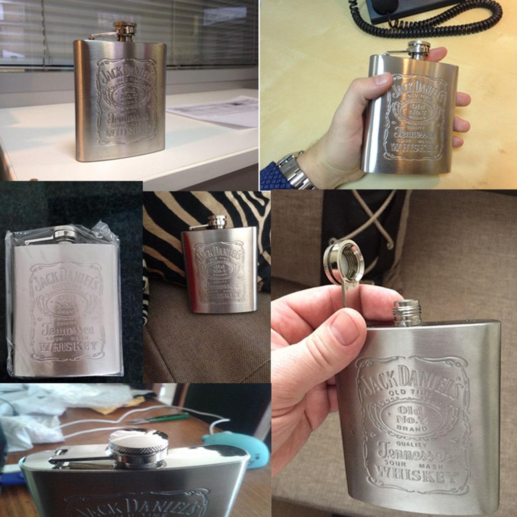 (house2020) Botol Minum Hip Flask Portable Motif Print Bahan Stainless Steel Untuk Pria / Travel