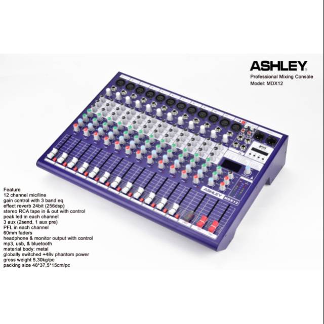 Mixer ashley MDX12 audio mixer 12channel full mono