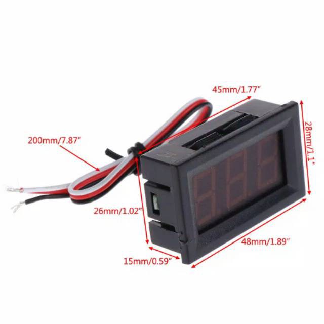 [DSP-9035] MINI DC VOLTMETER DENGAN FRAME 0.56&quot; 0-500V DC 3 KABEL MERAH