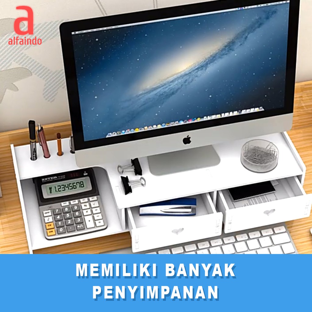 Meja Laptop Portable Rak Minimalis Kayu Dekstop Penyimpanan DC022