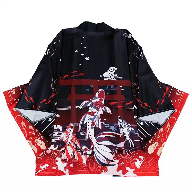 RE41 KIMONO CARDINGAN HAORI IMPORT PRIA WANITA KOREA OVER SIZE YUTAKA FISH IKAN KOI