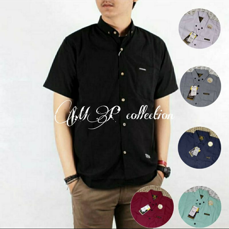 Kemeja Pria Polos Kasual Kerja Cowok Cotton Formal Lengan Pendek Distro Premium