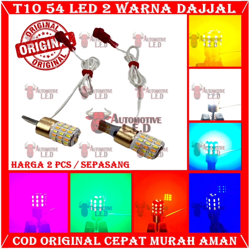 ORIGINAL LAMPU LED T10 54 MATA LED DAJJAL 2 IN 1 2 WARNA LAMPU SENJA MOTOR LAMPU SEIN MOTOR