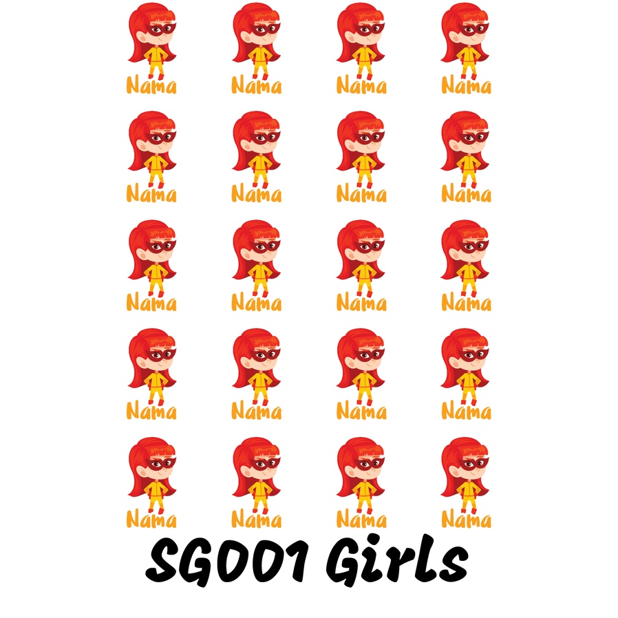 

Sticker Nama Cutting Label Waterproof Tahan Air Superwomen 01 (SG001)