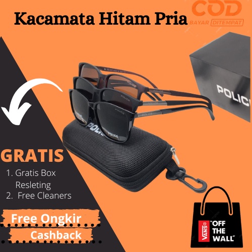 Kacamata Hitam Fashion Pria Police Super Gratis Box Resleting