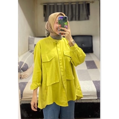 Kemeja pocket oversize / kemeja blouse /  kemeja Wanita / blouse atasan wanita