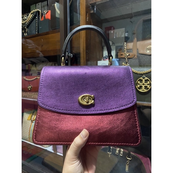 Tas Coach parker top handle metallic colorblock preloved butik indo like new authentic
