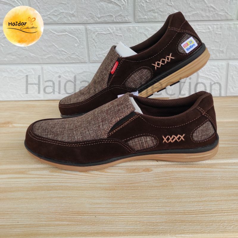 Sepatu Pria Kulit Slip On Kasual Sintetis Premium Original Import Sol Karet Lentur