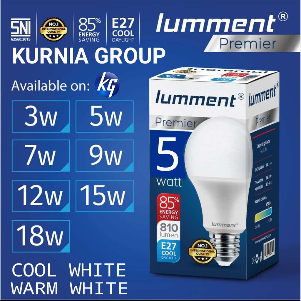 Lumment Lampu Led Warm White 5 Watt Sinar Kuning Super Terang 5W E27 Lument Bergaransi Bulb 220v