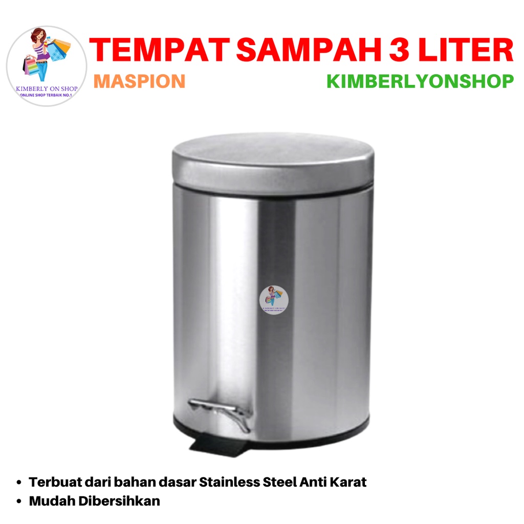 Tempat Sampah Dust Bin Injak Stainless Steel 3 Liter Maspion